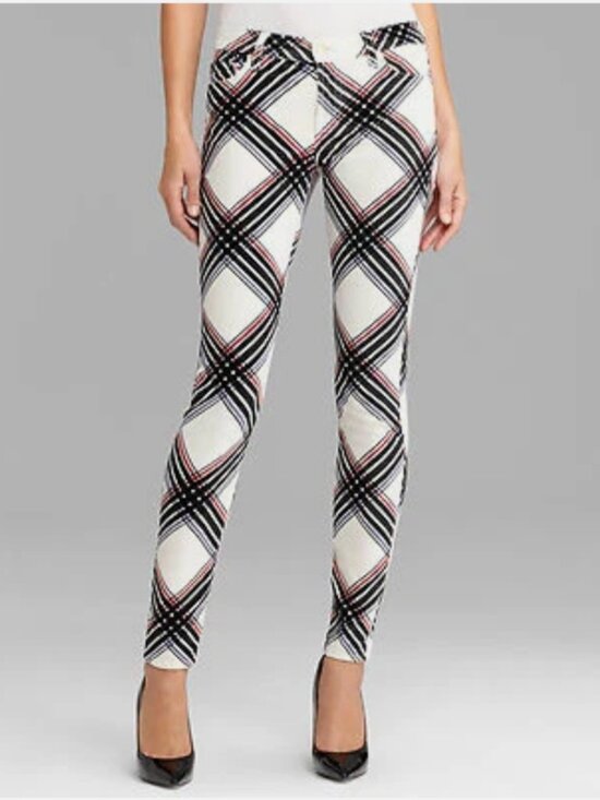 7 For All Mankind Pants - WOMENS 7 FOR ALL MANKIND VELOR/VELVET PLAID PANTS - SIZE 27